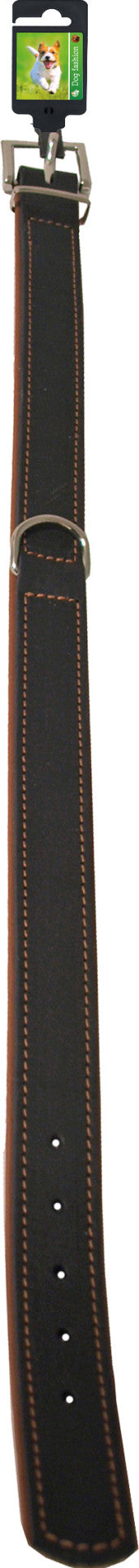 Boon Dog fashion halsband soft gevoerd zwart/cognac, 25 mm/60 cm.