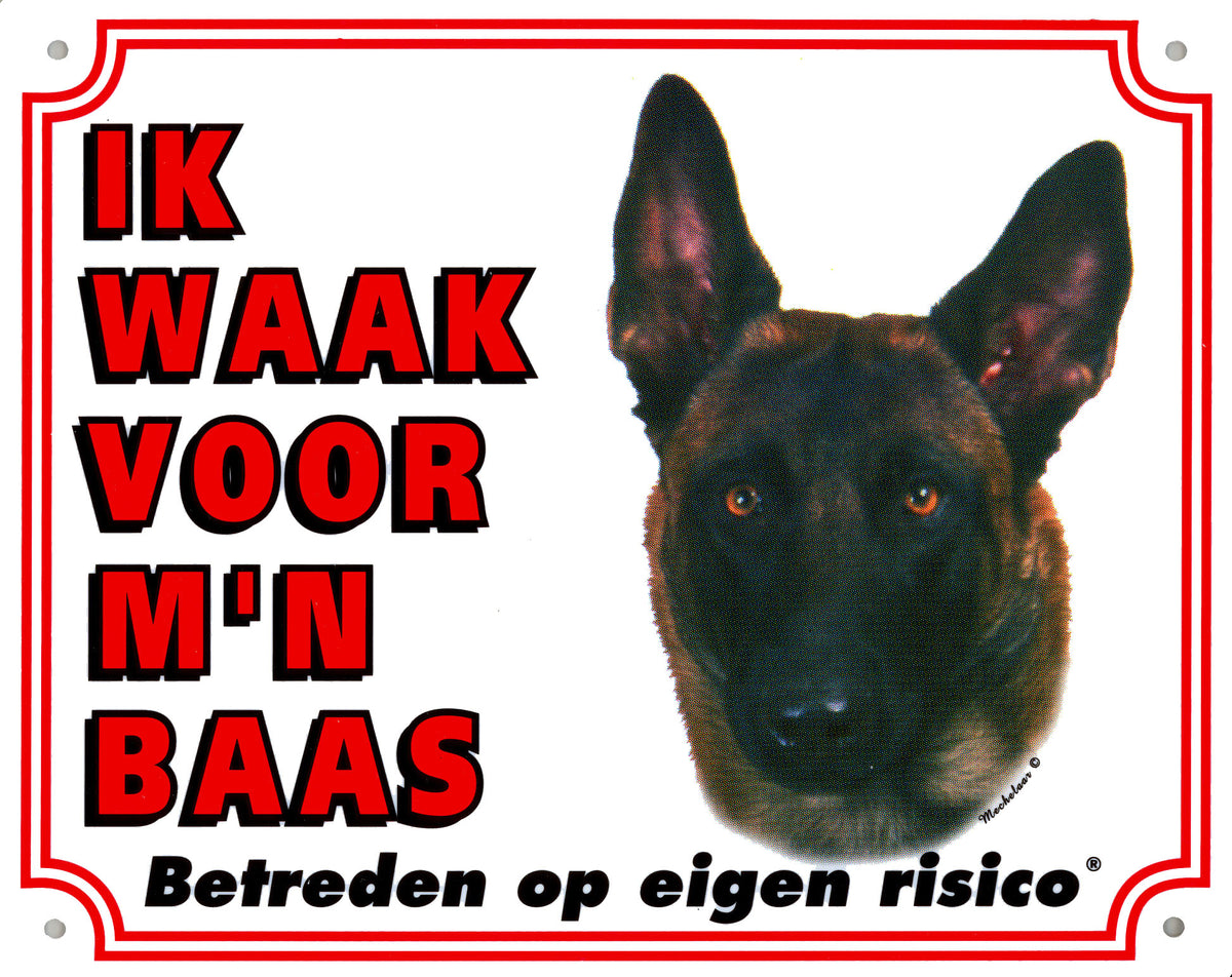 Waakbord groot in kleur, Mechelse Herder.
