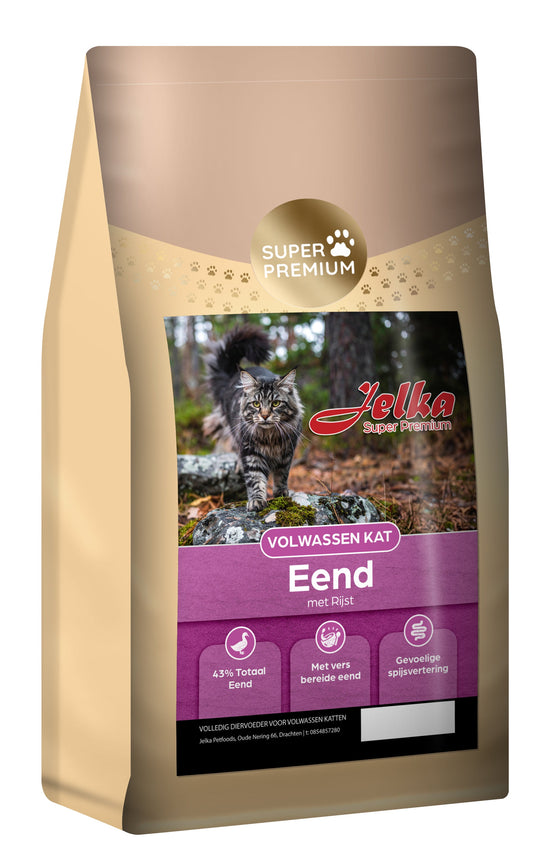 Jelka Super Premium Eend met Rijst – Volwassen Kat – 2KG