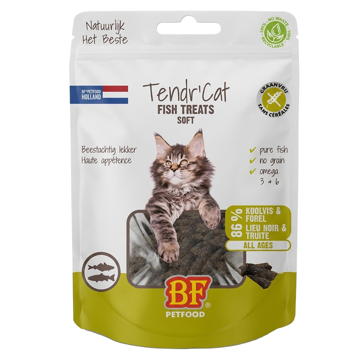 BF Petfood Tendr’Cat Koolvis & Forel – verpakking op witte achtergrond