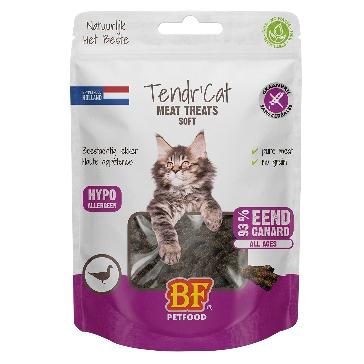 BF Petfood Tendr’Cat Eend – verpakking op witte achtergrond