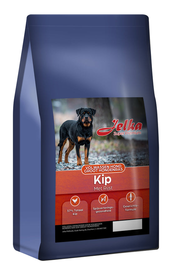 Jelka Hondenvoer – Kip met Rijst voor Grote Hondenrassen – 2KG